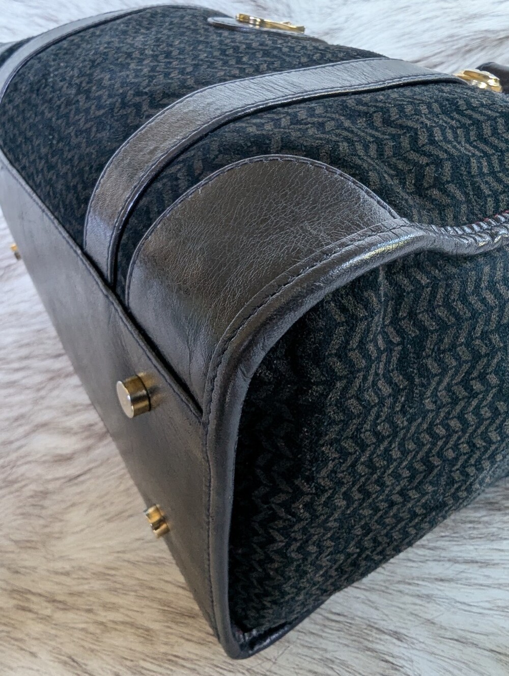 Vintage Caggiono Navy Suede Satchel - Picture 9 of 15
